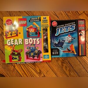 LEGO Gear Bots & straw shooter jet planes Klutz activity books